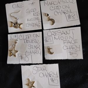 Silver Star and Moon Clip-On Charms Set